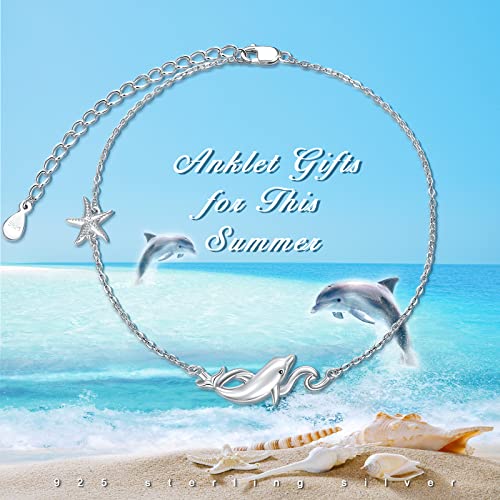 Image of 925 Sterling Silver Anklet Foot Bracelet with Crystal from Austria, Anklet Jewelry Gifts for Women 11 Inch Adjustable