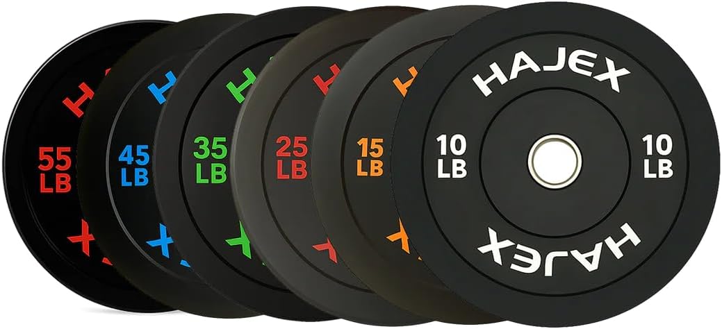 HAJEX Strength Training Weight Plates 2.5LB, 5LB, 10LB, 11LB, 22LB, 25LB, 33LB, 35LB, 44LB, 45LB, 55LB & Olympic Barbell Bars 4 Ft, 6 Ft, 7 Ft
