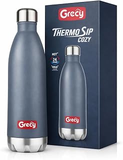 Grecy Cozy 500ml Thermosteel Water Bottle Grey | 24 Hrs Hot & Cold Flask | ISI Certified | SS 304 Double Wall Vacuum Insul... Price In India