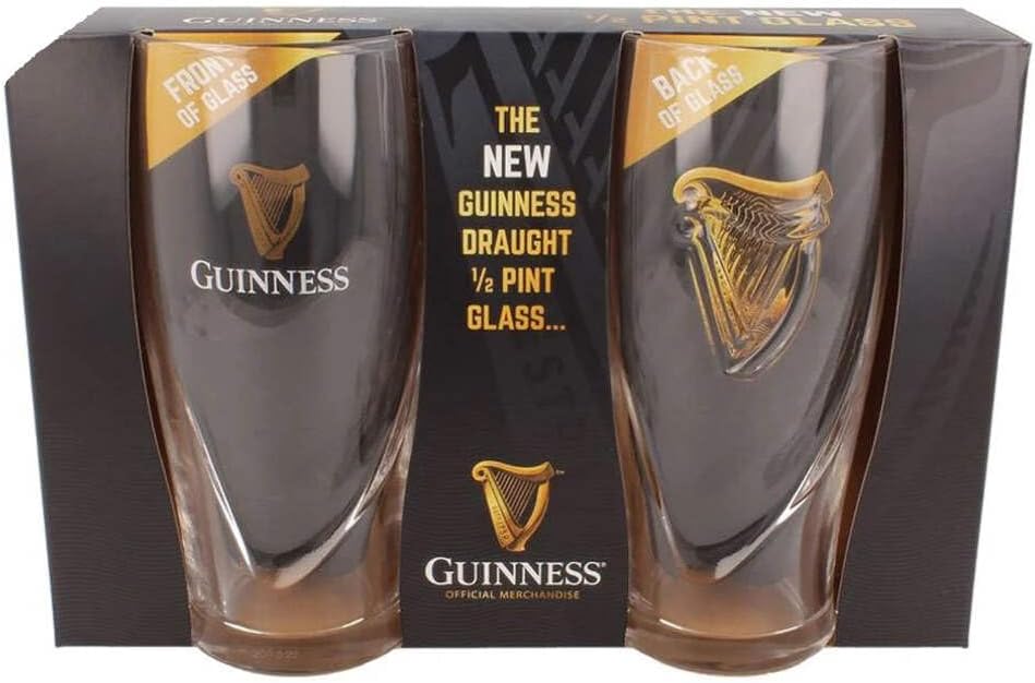 Guinness Half Pint Glasses – Set of 2 | 10oz Capacity | Official Livery Design | Not Full Pint Size