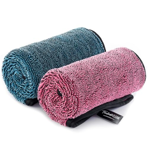Fantasticlean Large Car Drying Towels- 2 Pack, 32‘’ by 24'' -Premium Microfiber Cleaning Cloth with Dual-Colored Twisted Loop, Ultra Absorbent, Sc