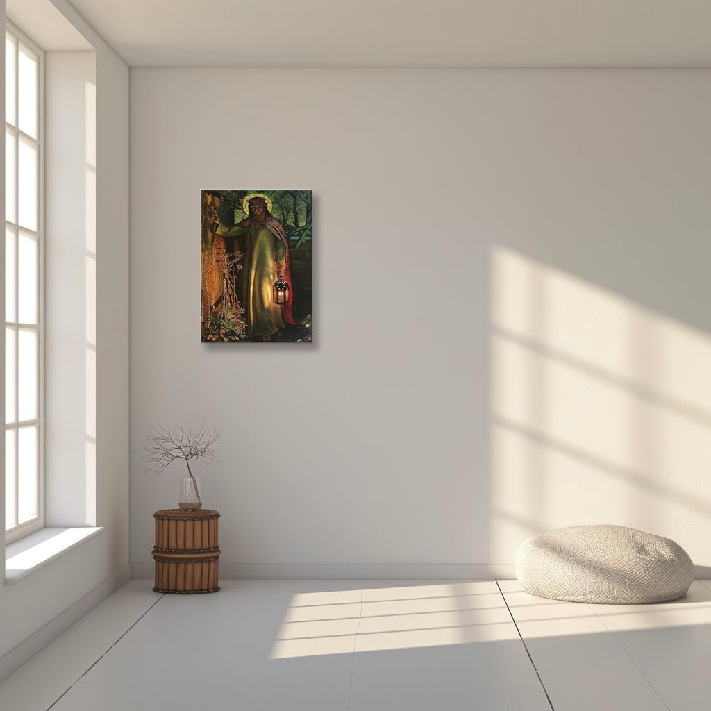 Wallpicss Jesus knocking at the Door Picture Framed Prints Light of World Famous Paintings Posters Vintage Christian Religious Canvas Wall Hanging Decorations 12x18 inches