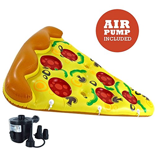 Luxury Inflatable Pizza Pool Float - Includes Pump - Giant Slice of Pizza Swimming Pool Raft