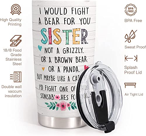 Macorner Sister Gifts From Sister - Stainless Steel Tumbler 20Oz Gifts For Women - Unique Gift For Sister Soul Sister From Sister - Gift For Best Friend Women Big Sister Little Sister Birthday Gifts #TOP4