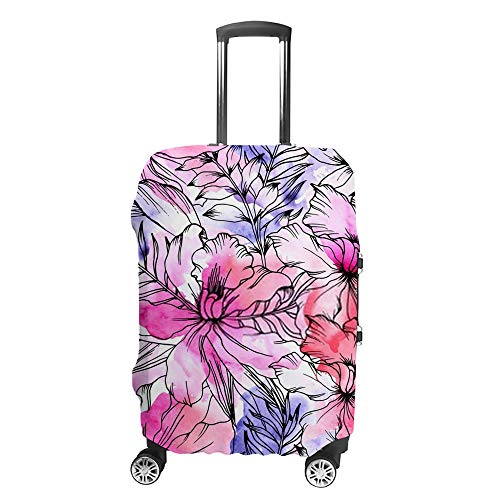 Housse de protection bagages fleurs encre anti-rayures lavable