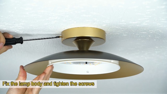 Dimmable Modern Mid-Century Ceiling Light, Black and Gold LED Semi