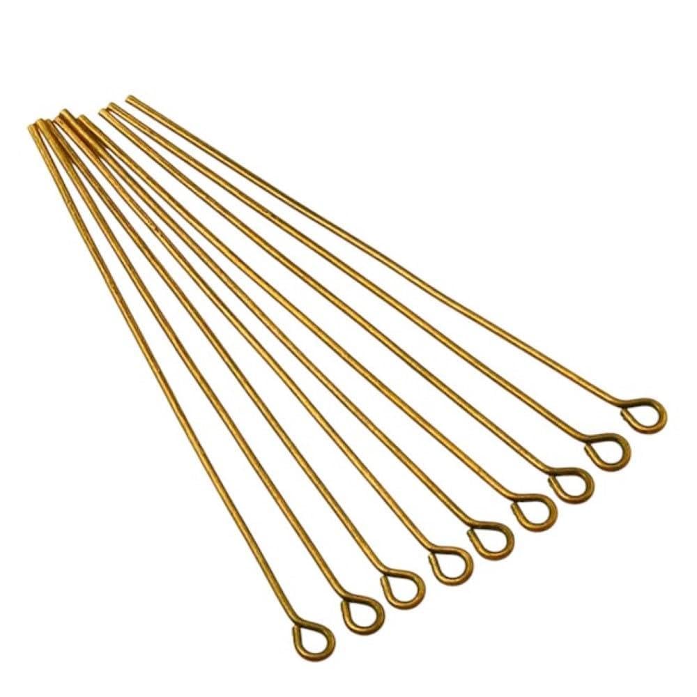 200Pcs 20 30 40 50Mm Bulk Heads Eye Flat Head Pins Metal Ball Pins Needles Findings For Jewelry Making Diy Supplies Accessories - (Color: Eye Head-Bronze/Size: 40Mm-200Pcs)