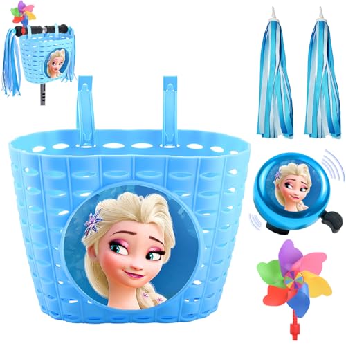 LUKIUP Fahrradkorb Kinder, Lenkerkorb vorne Eiskönigin ELSA Mädchen,...