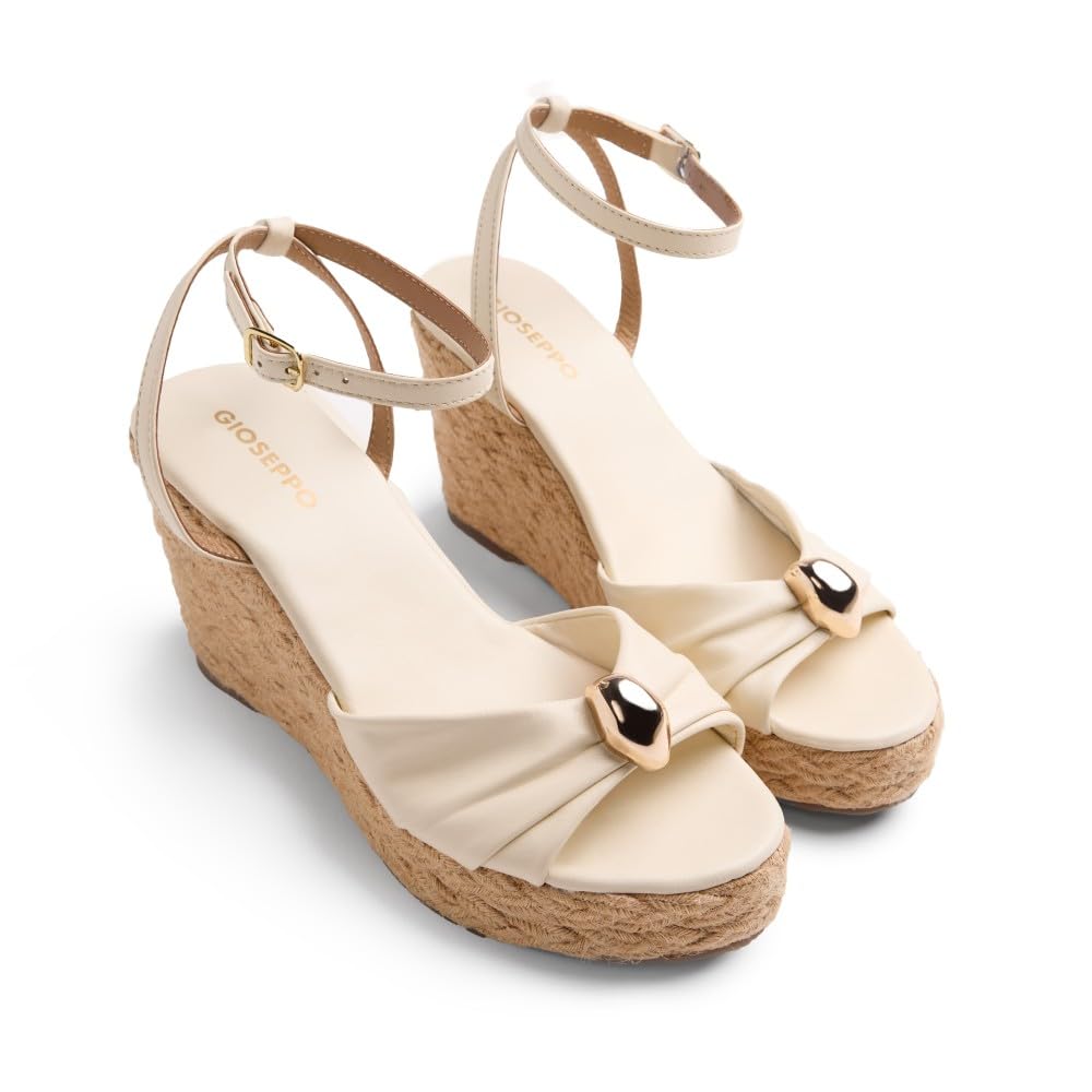 GIOSEPPO Women's Soudan T-Strap, Ivory White, 7.5 UK