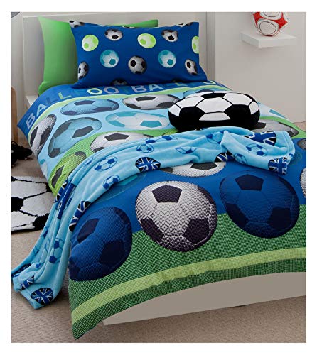 Soccer Blue Twin Bed Quilt Cover Duvet Set