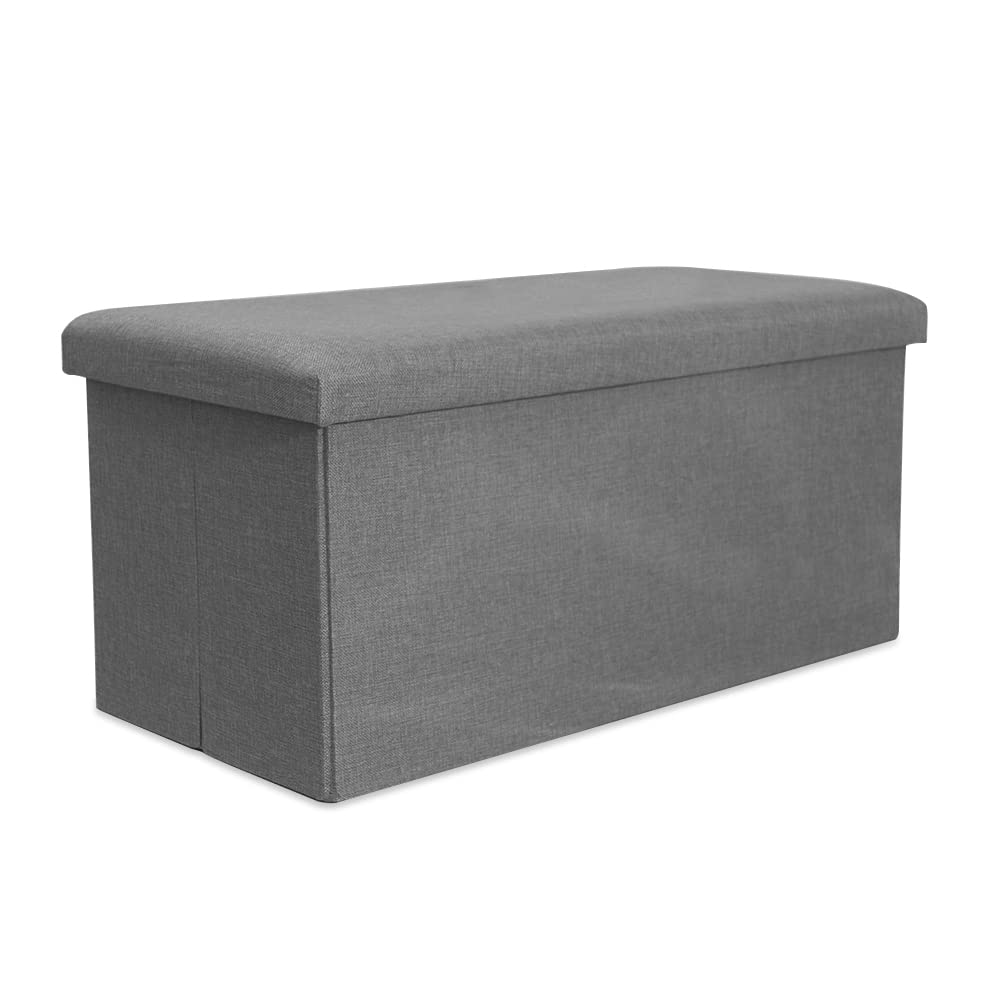 Cosaving Folding Storage Ottoman Storage Cube Seat Foot Rest Stool with Memory Foam for Space Saving, Square Ottoman 30x15x15 inches, Grey