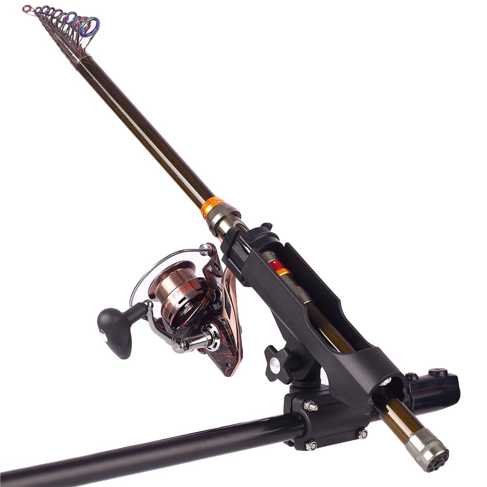 HiUmi Supporto per canna da pesca regolabile nero per barca kayak girevole laterale kit attrezzatura