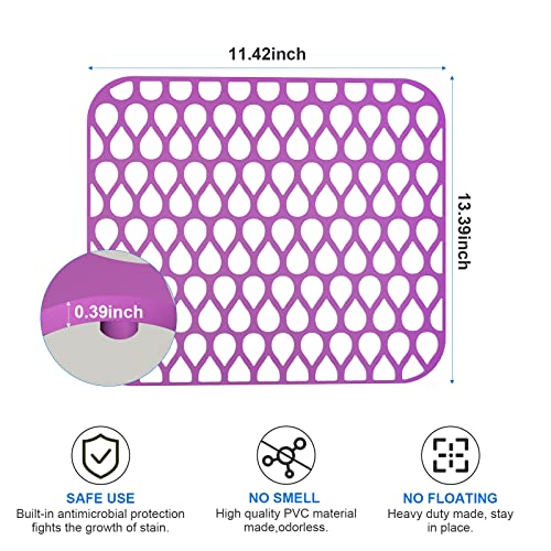 Silicone Sink Mat 2Pcs Toovem Sink Protectors For Kitchen Sink, Sink Mat Grid Non-Slip Folding Sink For Bottom Of Farmhouse Stainless Steel Porcelain Sink Pad - Purple #TOP5