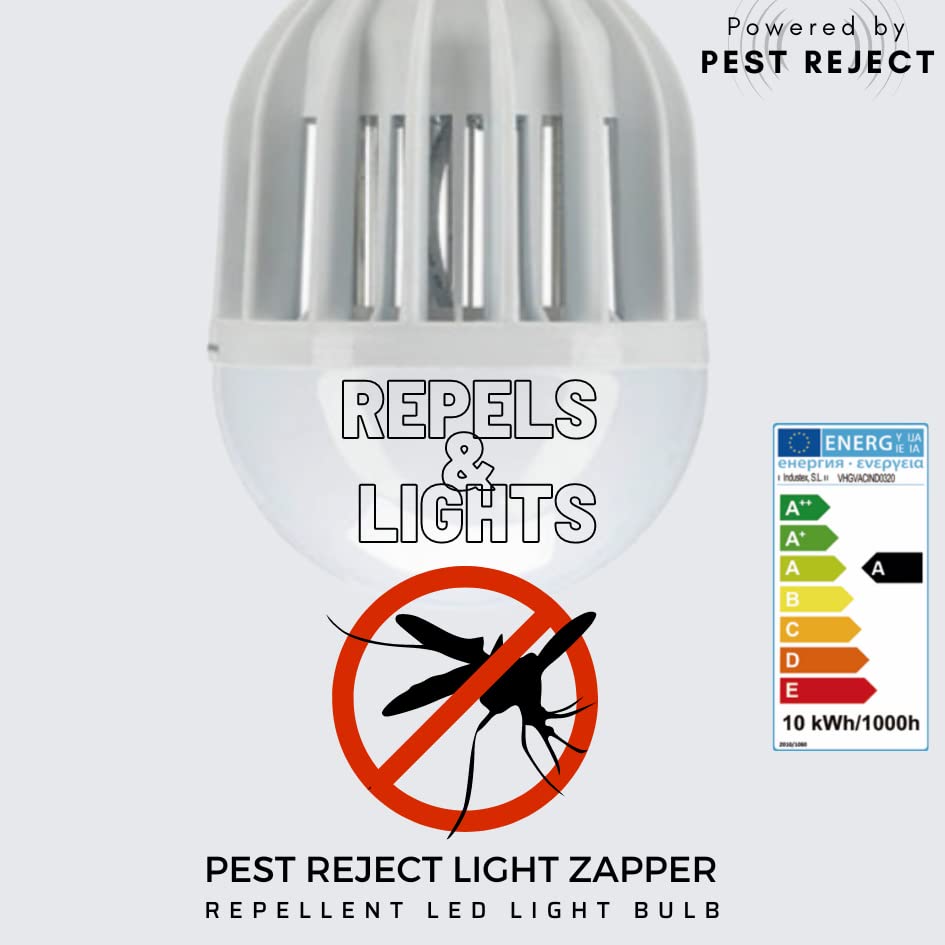 Lampa antykomarowa, PestReject Light Zapper, E27-15W Biała LED (12W) UV(3W), Elektryczna niszczarka owadów, ochrona przed komarami, antymuszkami, wewnątrz i na zewnątrz (2 sztuki)