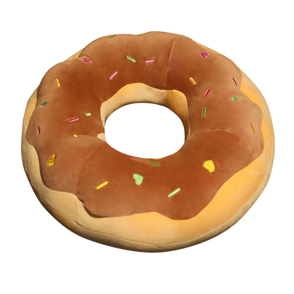 Tongman Chocolate 40Cm Donut Throw Pillow - 3D Funny Food Shaped Cushion, Ultra Soft Plush For Sofa, Chair, Floor & Couch Decor | Decorative Comfy Seat Pad Pillow (Chocolate)