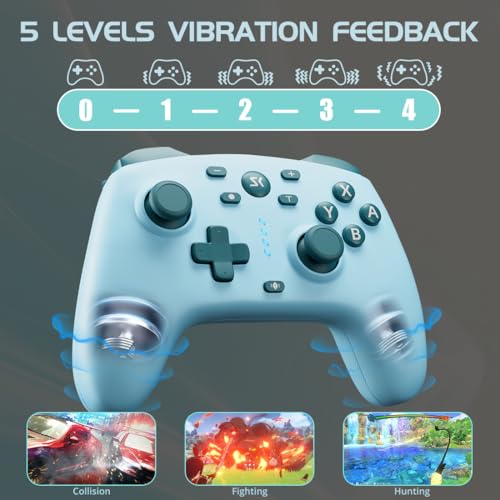 Image of Wireless Switch Controller for Switch /Switch 2 /OLED /Lite /PC, 2 Pack Switch Pro Controllers with 2.4G Dongle, Hall Effect Joysticks & Triggers, Dual Rumble, Turbo & 2 Macro Back Buttons(Blue+Lake Blue)
