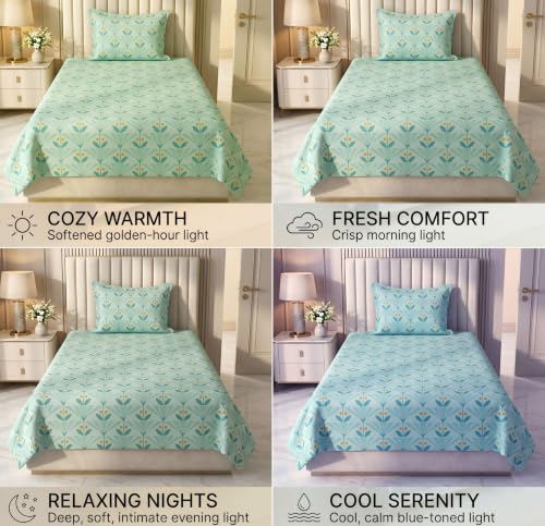 Image of HOMEKART Cotton Single Bedsheet with 1 Pillow Cover | 210 TC Premium Cotton Bed Sheet | Soft, Breathable, Lightweight & Wrinkle Resistant | 60 x 90 Inches Single Size Bedding