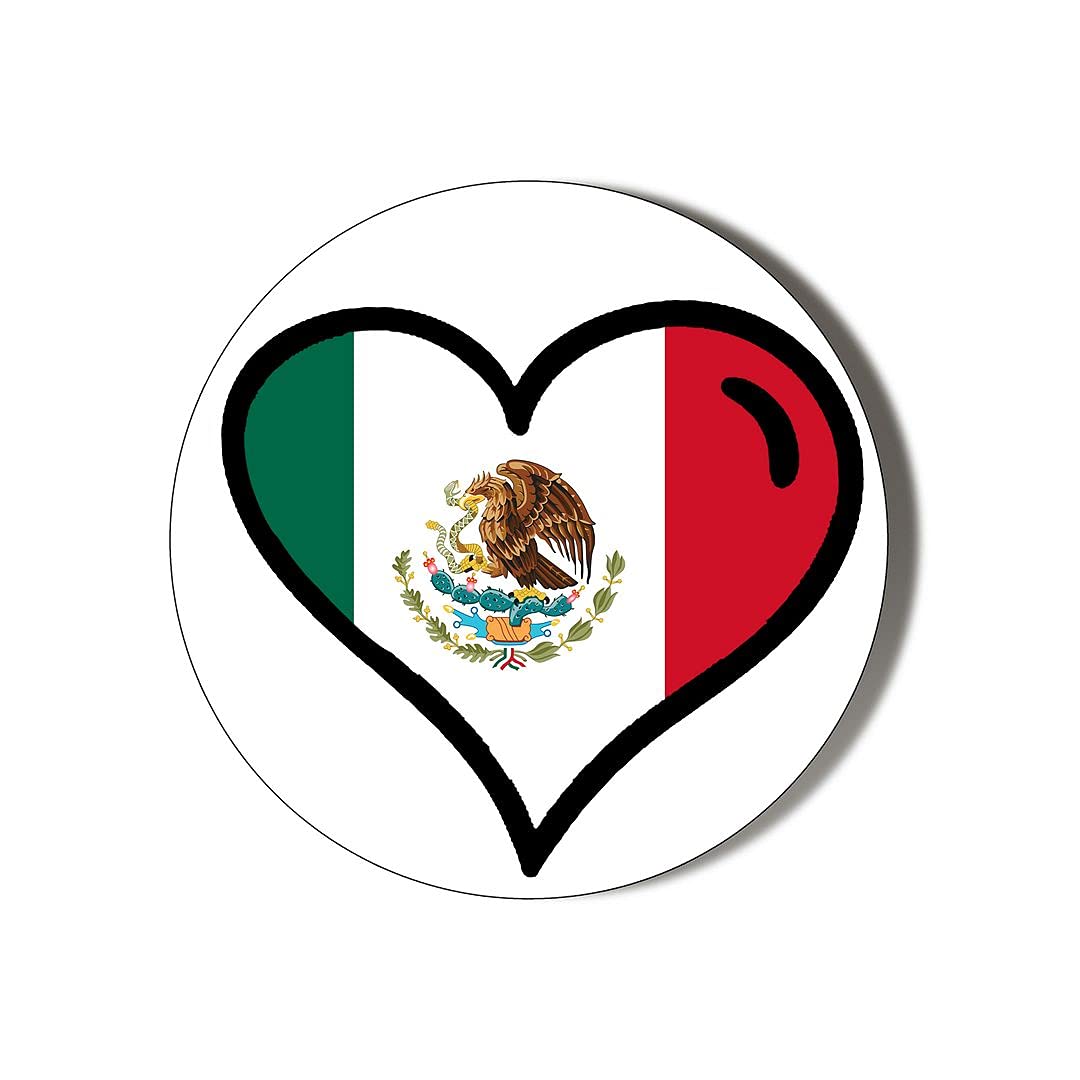 Gift Insanity Multi Mexico Flag Heart Shaped Design 10 X 49Mm Vinyl Stickers Pack Of 10