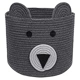CherryNow Bear Basket, Cotton Rope Basket, Woven Laundry Hamper, Cute Storage Bin in Bedroom,...