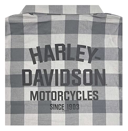 Harley-Davidson Little Boys' B&S Short Sleeve Plaid Flannel Toddler Shirt - Gray2