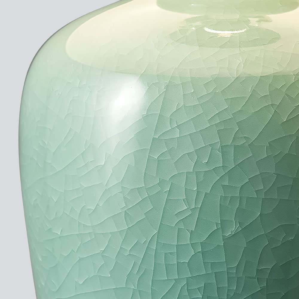 Lampada da Comodino/Scrivania Tradizionale in Ceramica Effetto Craquelé con Paralume Bianco, Dimmerabile, Dimensioni 38 * 68 Cm./Interruttore a Pulsante/33 * 60 cm