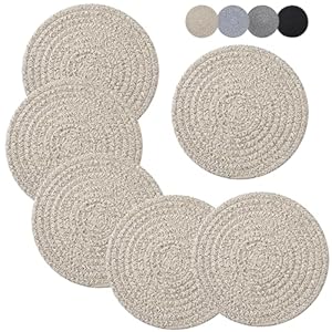Coga 8" Trivets for Dishes, Pots and Pans, 6 Pack Heat Resistant Hot Pads, Pot Holders for Kitchen, Plate Mats for Table and Countertops, Farmhouse Decor Home Kitchen Essentials, Brown Coga 8 Trivets for Dishes Pots and Pans 6 Pack Heat Resistant Hot Pads Pot Holders for Kitchen Plate Mats for Table and Countertops Farmhouse Decor Home Kitchen Essentials Brown