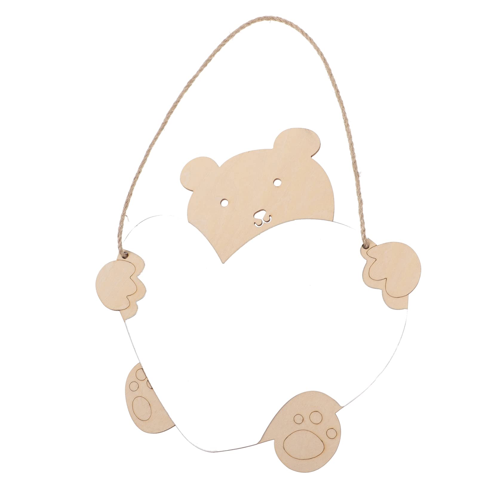 Sosoport Wooden Bear Mirror Cartoon Style Wall Mirror Creative Home Decor for Bedroom Bathroom Wooden Design for