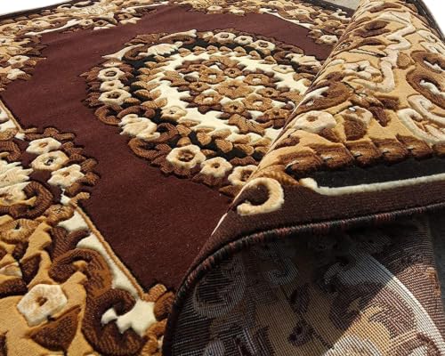 Image of SABIRA Carpet Modern Floral Area Rug Large Carpet for Living Room, Bedroom & Dining Room, Washable, Non-Slip, Brown Color (6X8 FEET)