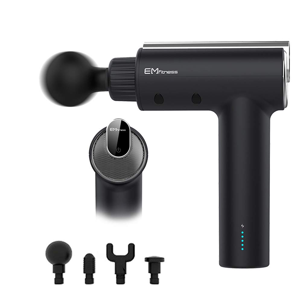 Pistolet De Massage Musculaire Masseur Électrique À Main Masseur De Soulagement Musculaire des Tissus Profonds Masseur À Percussion Ultra Silencieux À 5 Vitesses avec 6 Têtes De Massage Et Écran LCD