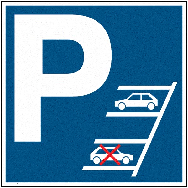 CARTELLO IN LAMIERA SCATOLATA QUADRATO 60X60 cm - obbligo per parcheggio in retromarcia - SEGNALE CATARIFRAGENTE (CARTELLO CLASSE 1)