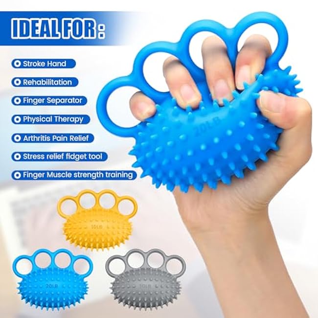 3 Pack Hand Exercise Balls 3 Level Set Finger Strengthener Therapy Hand Balls Grip Strength Trainer Squeeze Stress Relief for Adults Elderly Stroke Arthritis Carpal Tunnel