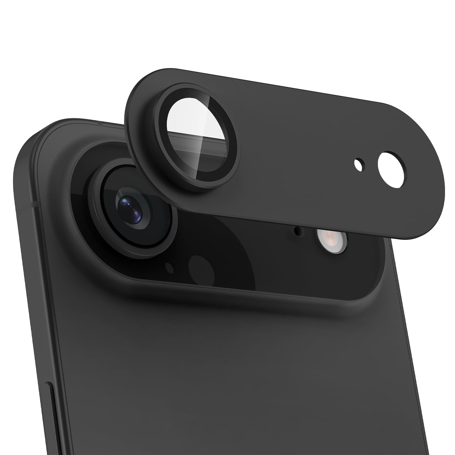 Hohotoon 対応 カメラ保護フィルム 互換性 iPhone17 Air 用の 薄 一体型カバー アイフォン17 エア 用のカメラカバー & いphone17 air 用の レンズカバー、アルミ合金+9H強化ガラス、耐衝撃 ARコーティング 高透過率 露出オーバー防止、粘着性強い、簡単貼り付け 、スマートフォンカメラガード（ブラック）