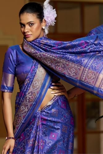 Image of SGF11 Women's Kanjivaram Patola Silk Saree Silk Saree Pure Golden Zari With Blouse Piece