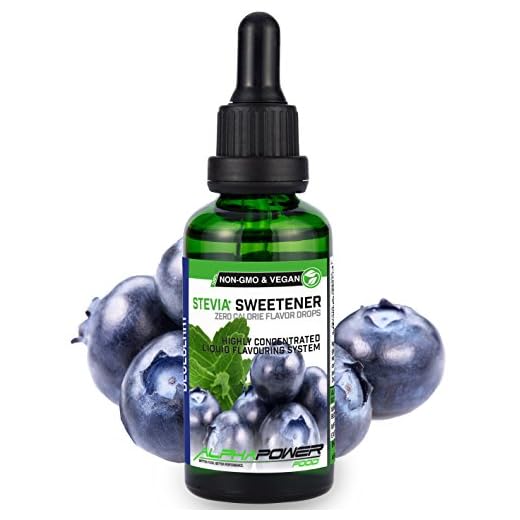 ALPHAPOWER FOOD Stévia Gouttes de myrtille - arôme alimentaire naturel I Édulcorant Liquide - très concentré 1 x 50 ml. flavour Stevia drops, Flavdrops