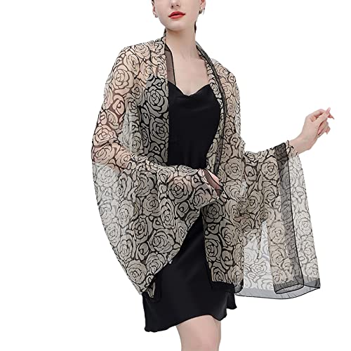 amokk Large Floral Wraps and Shawls with Round Scarf Ring Chiffon Scarfs for Women Lightweight Summer Dressy Neck Scarf4