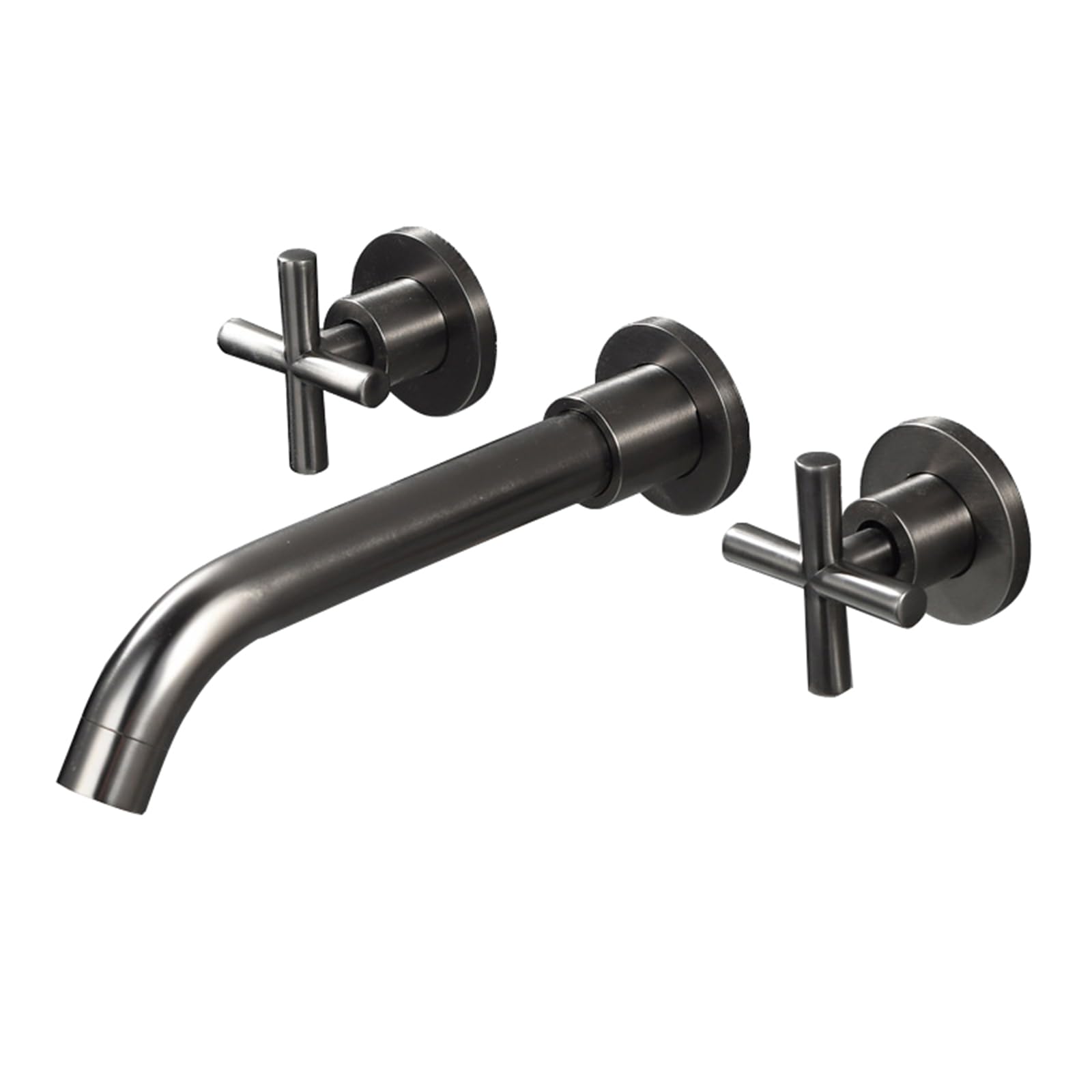 ZYCHSJXA Brushed Brass Basin Mixer Tap Wall Mounted Bathroom Sink Faucet 360° Rotatable Gun Grey Finish One Piece Lavatory Taps for Modern Washrooms