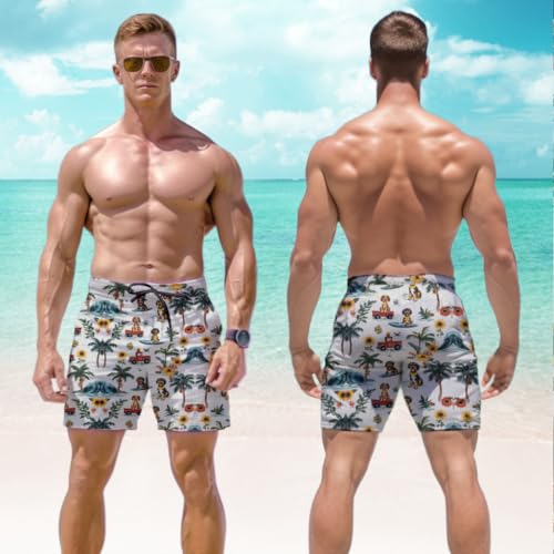 Dog Mens Swim Trunks - Dog Lover Mens Shorts Swimsuit Bathing Suit Board Shorts Men's Series 033