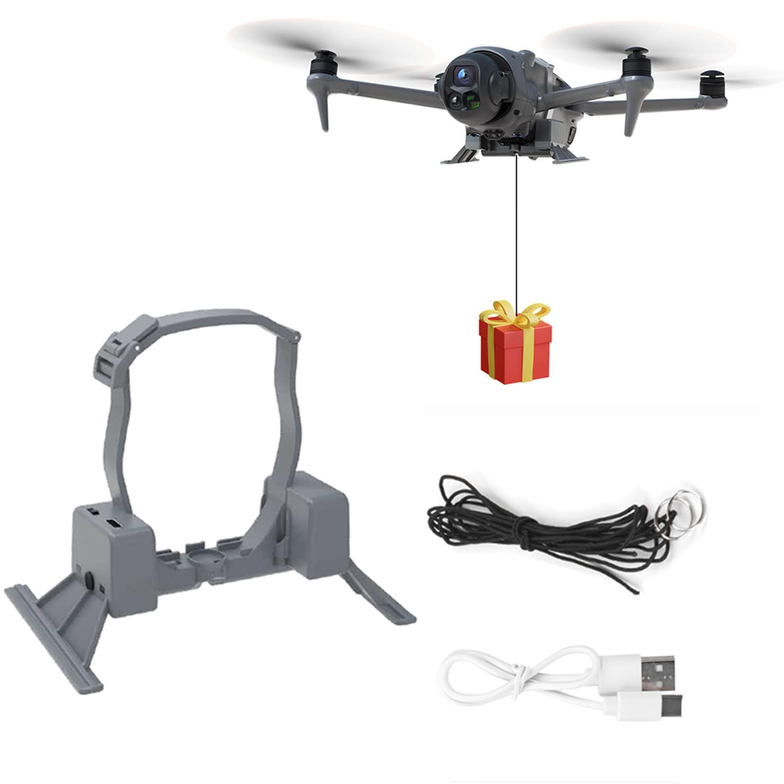 Drone Airdrop System con carrello di atterraggio per DJI Mavic 4 Pro, Payload Release Delivery Drone Trasporto Dropping Anello nuziale Lanciatore Regalo Esca da pesca Clip Accessori di