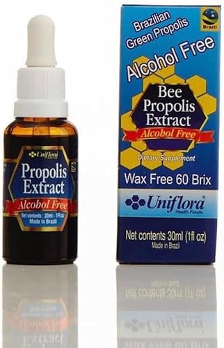 Uniflora Propóleos de abeja verde brasileña – 60 Brix – Extracto líquido sin alcohol – Botellas de 1.0 fl oz (paquete de 6)