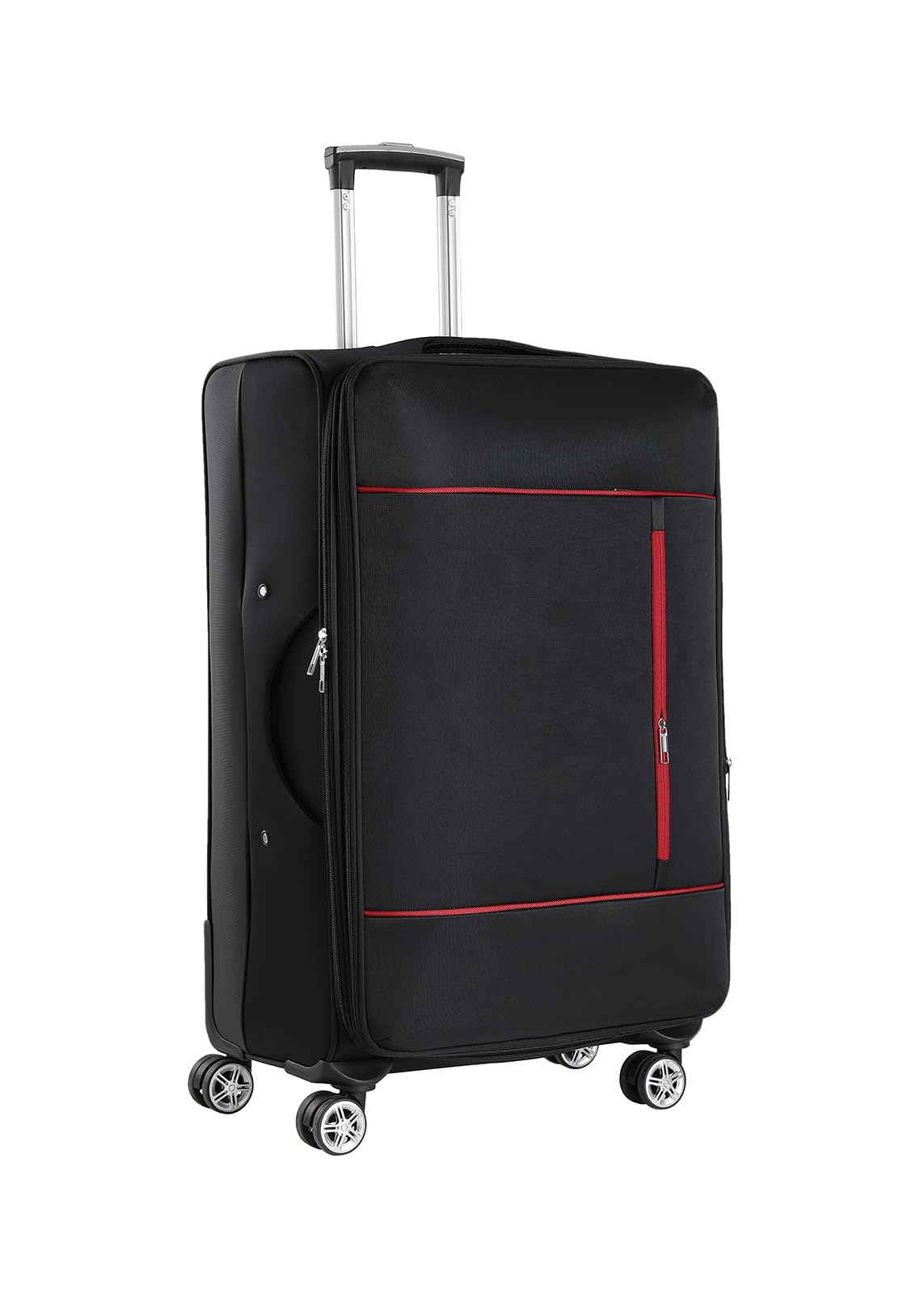 RMWLarge Soft Shell Suitcase Lightweight Luggage Checked in Trolley 28’’ Expandable Suitcases 3 Digit Combination Lock with 4 Dual Spinner Wheels Telescopic Handle (Black)