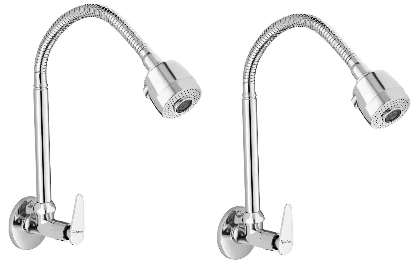 Tapglow Dual Flow Chrome Wall Mount Brass Kitchen Sink Tap Pack of 2 with Flexible Neck | Dual Sprayer Function | 2 Way Shower Foam and Flow for Home, (B0C4Y5C8JZ) Amazon Price History, Amazon Price Tracker