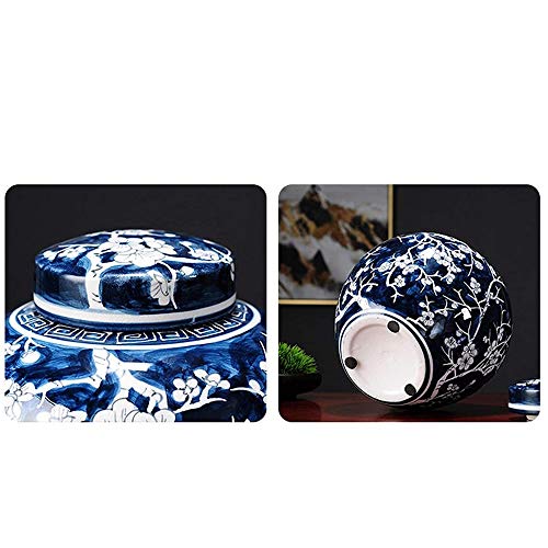 Aartex Vase， New Chinese Style Pure Hand-Painted Blue And White Porcelain Antique Storage Jar Decoration Ceramic Small Vase With Lid Living Room Craft Decoration #TOP4