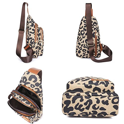 Cheetah Print Sling Bag Lightweight Cross Body Bag for Woman, Waterproof Chest Bag with Anti-Theft Zipper, Wide Strap Compact Daypack for Travel, Hiking3