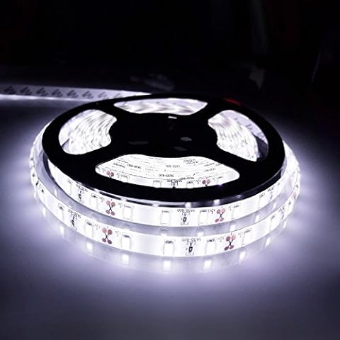 Bogao Flexible Led Strip Light, Daylight 5 Meter 300 LEDs 5630 SMD 16.4Ft DC12V, Waterproof IP65,Brighter Than SMD LED Ribbon, LED Tape Light White Cover