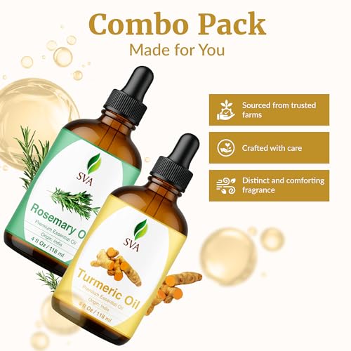 Aceites esenciales de Cúrcuma y Romero 4 oz paquete combo miniatura 4