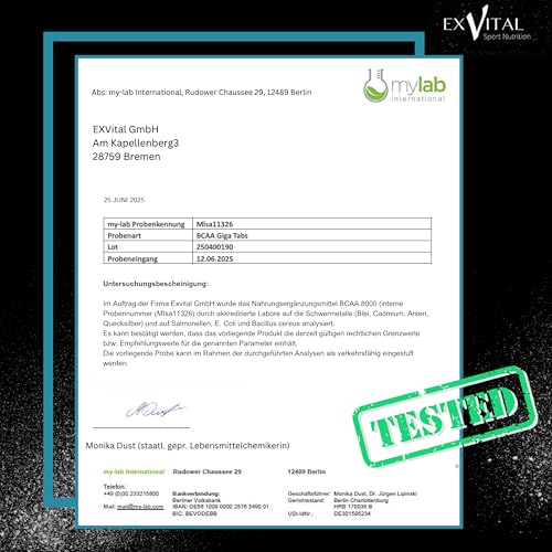 BCAA 8000 Giga Tabs - 365 vegane Tabletten, hochdosiert mit 8000mg BCAA pro Tag - im optimalen Verhältnis 2:1:1 - Aminosäuren Komplex aus Leucin, Isoleucin & Valin - laborgeprüft