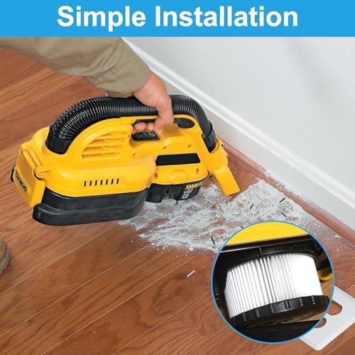Image of DC5151H HEPA Filter for DEWALT DC5151H DC515 DCV517 DCV517B Wet Dry Vacuum, Includes 4 Pcs DC5151H Filter, 4 Foam Sleeve Filter, 1 Cleaning Brush