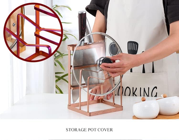 Miniatura 5 de Soporte para cuchillos para hornear, organizador de tapa para ollas, moldes de pasteles, tablas de cortar, alfombrillas, utensilios de cocina, oro