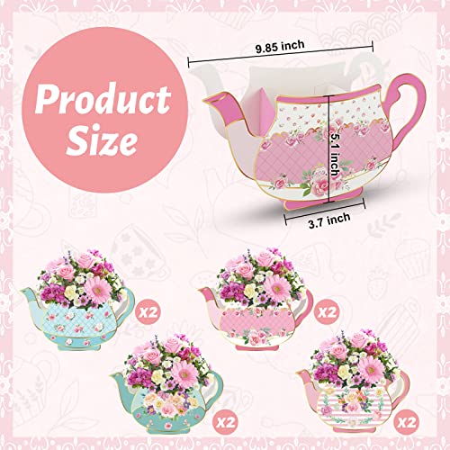 image for CrazyJan 8 PCS Tea Party Decorations Floral Teapot Centerpiece Boxes f