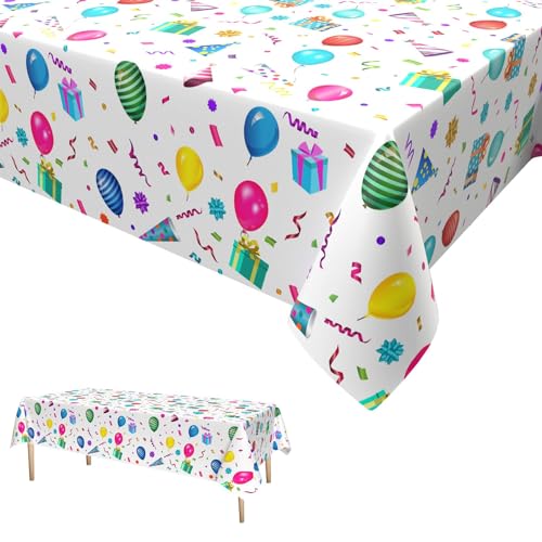 Party Tischdecken Happy Birthday Party Tischtuch Einweg Plastik Geburtstag Party Tischdekoration Zubehör für Kinder Jungen Mädchen 137 x 274cm